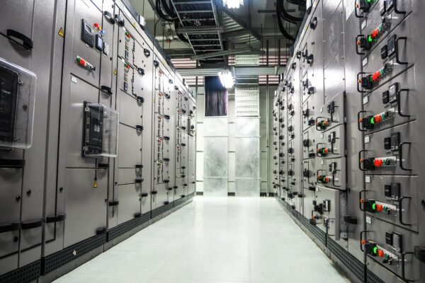 Electrical switchgear,Industrial electrical switch panel at substation in industrial zone at power plant